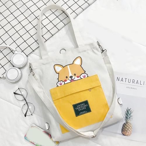 Image of INOVERA (LABEL) Tote Bags for Women & Girls - Ladies Canvas Shoulder Handbags - Backpack With Adjustable Strap (White)