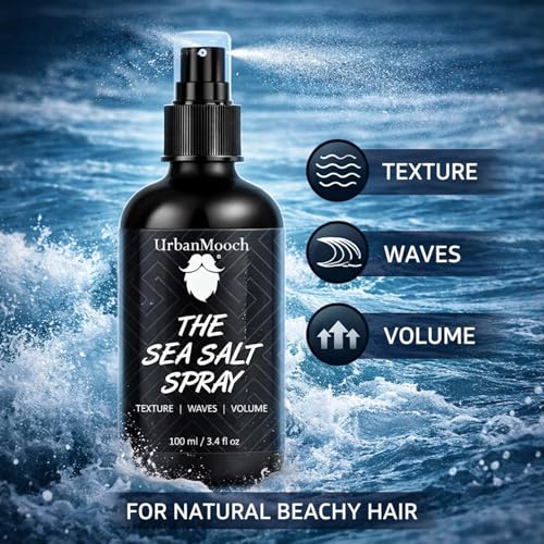 Image of UrbanMooch Sea Salt Spray Men - Adds Volume, Texture & Matte Finish | Alcohol-Free Bhringraj, Ginseng & Vitamin E | Lightweight Sea Salt Spray for Men & Women - 100 ml