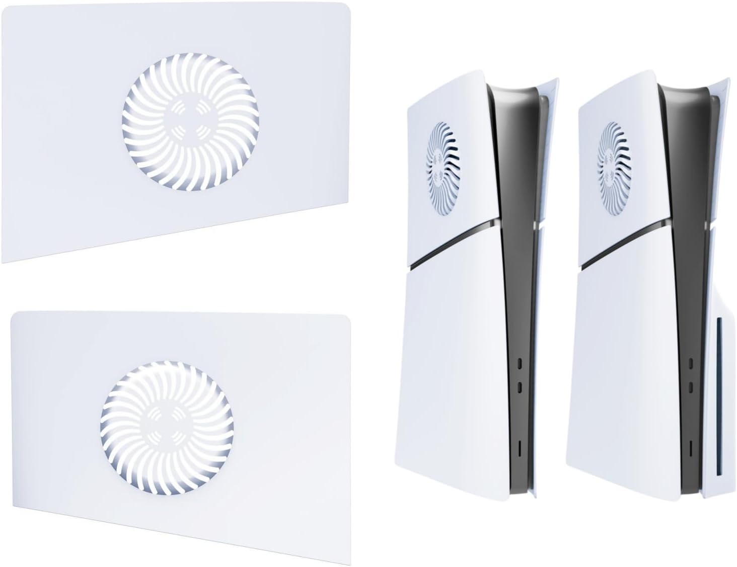 Faceplate Cover Plates for PS5 Slim Console, Left and Right Upper Cover Plates with Cooling Vents Replacement Side Shell ABS Hard Shockproof for PS5 Slim Disc/Digital Edition