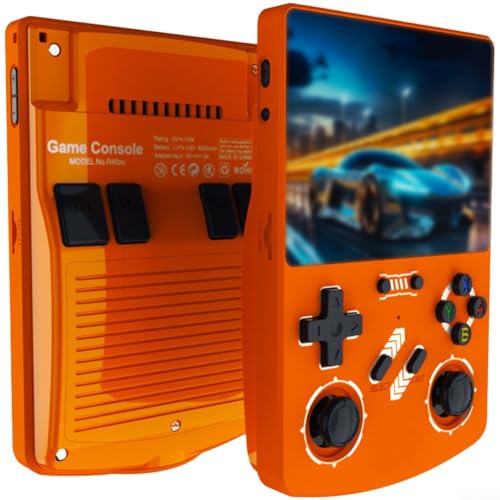 MeevrgR Consola de juegos portátil R40XX 128G con 4 pantallas de 2 pulgadas para LINUX para Arcade y soporte multijugador para dos jugadores (naranja)