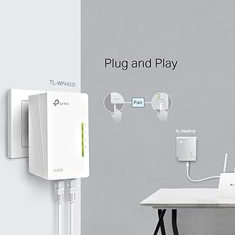 TP-Link TL-WPA4220 TKIT 2-Port Powerline Adapter Starter Kit, WiFi Extender Booster Trasfer Speeds up to 600Mbps, 2x Ethernet Ports, One-Touch Wi-Fi Configuration, Easy App Management