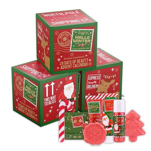 Accentra – Calendario de Adviento de cuidado personal 2025 para niños y niñas, 24 productos de cuidado personal, loción corporal, bombas de baño, gel de ducha, champú, bálsamo labial, crema de manos. - imagen 5