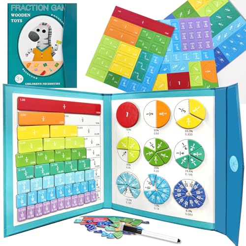 TDBFD Magnetic Fraction Educational Puzzle Fraction Tiles and Circles, Equip Magnetic Score Disk Demonstrator,Math Manipulatives Enhance Early Primary...