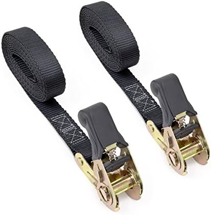 1in x 7ft Easy-Grip Light-Duty Endless Ratchet (no Hooks) - 400 lb. Working Load Limit / 1,200 lb. Breaking Strength - Black 2-Pack