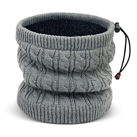 Migliore Wear Winter Neck Tube Men Women Neck Warmer Tube Scarf with Drawstring Fleece Scarf Neckerchief Windproof Loop Scarf for Outdoor Ski Cycling Motorcycle Running, gray, One Size Cover