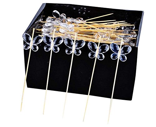 100 Counts Disposable Cocktail/Fruits/Cup Cake Picks with Butterfly