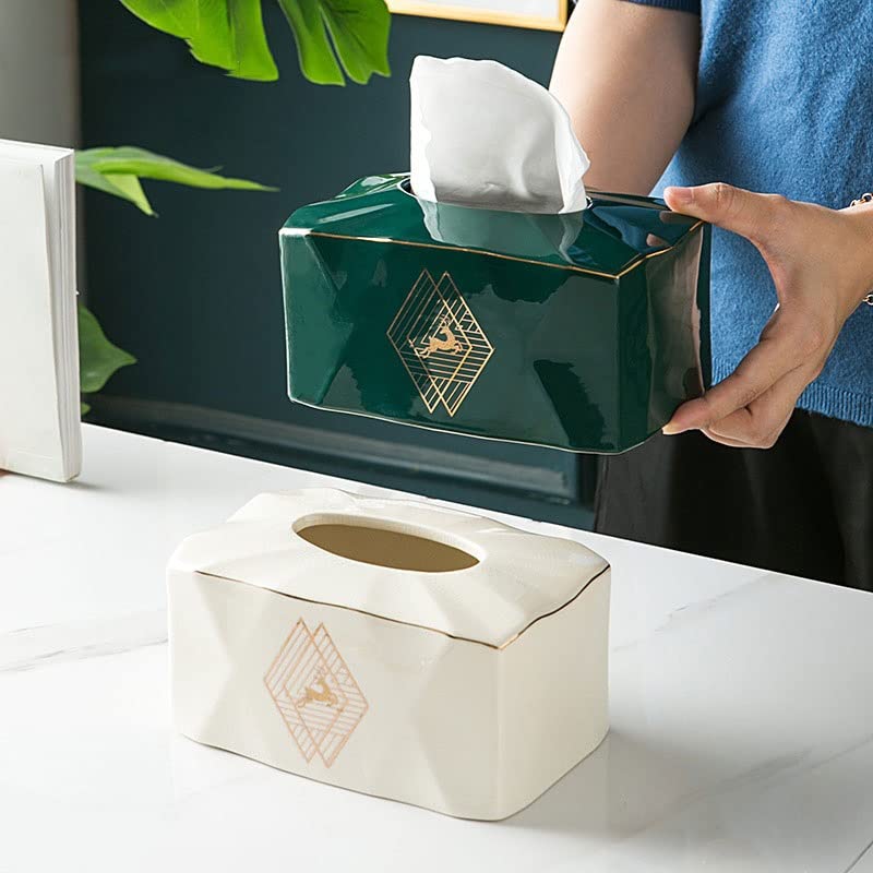 Portafazzoletti Multifunzionale Squisita scatola di fazzoletti di ceramica Semplice tavolo da pranzo Soggiorno Tavolino Decorazione Scatola di immagazzinaggio di tessuti di forma irregolare Organizzat
