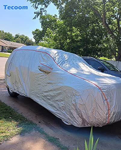 Tecoom Hard Shell Breathable Material Door Shape Zipper Design Waterproof Uv-Proof Windproof Car Cover For All Weather Indoor Outdoor Fit 170-190 Inches Suv #TOP6