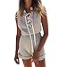 Produktbild XXYsm Jumpsuit Damen Elegant Kurze Hose Sommer Herbst Bandage Gestreiften Playsuit Bodycon Ärmellos Party Lässig lose Overall Shorts mit weitem Bein