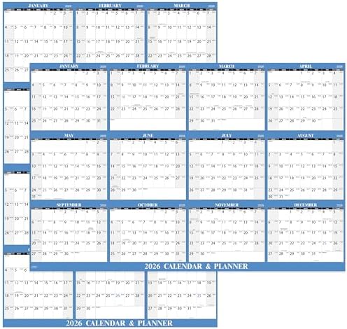 2026 Dry Erase Calendar for Wall - 2026 Calendar Dry Erase, 2026 Yearly Wall Calendar, 48" x 32", Jan.2026 - Dec.2026, 2026 Wall Calendar Dry Erase, Large XL Wet & Dry Erase Laminated