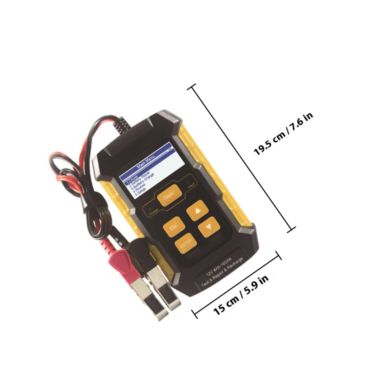 Testeur de Batterie Voiture 12v Jaune Lecture Rapide, Technologie de Test