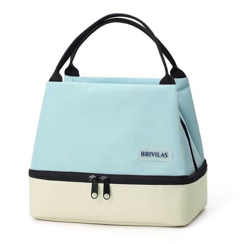 Velvaria Insulated Lunch Bag Double-Layer Insulated Tote & Cooler Bag Large Capacity Color-Blocking Thermal Lunch Box Bag for Work Picnic Travel and Outdoor Fresh-Keeping