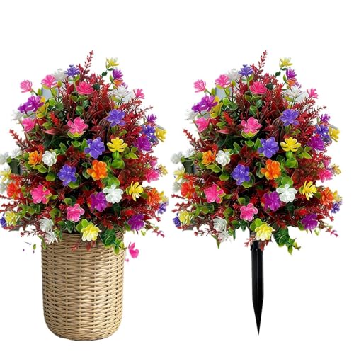 Flores artificiales exterior ramo resistente a rayos UV para césped 2