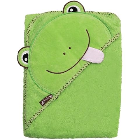 Extra Large 40"x30" Absorbent Baby Hooded Towel, Green Frog, by Frenchie Mini Couture Cover