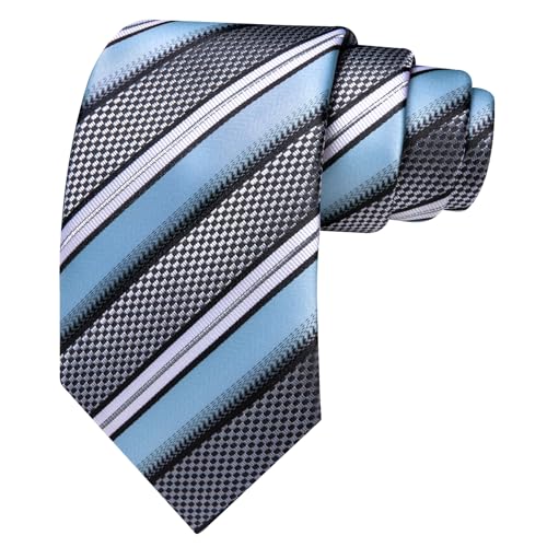 Image of Barry.Wang Mens Tie Set Plaid Check Neckties Formal Business Wedding Luxury Pocket Square Cufflinks