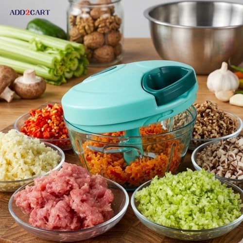 Image of ADD2CART Plastic Manual Vegetable Chopper for Kitchen, Vegetable Cutter for Kitchen, Onion Cutter, Onion Chopper (Multi Colour) (900 ml)