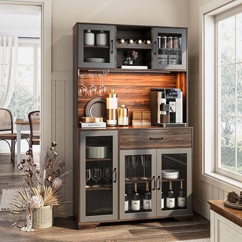 Fatmok 71' Pantry Cabinet, Coffee Bar Storage Cabinet...