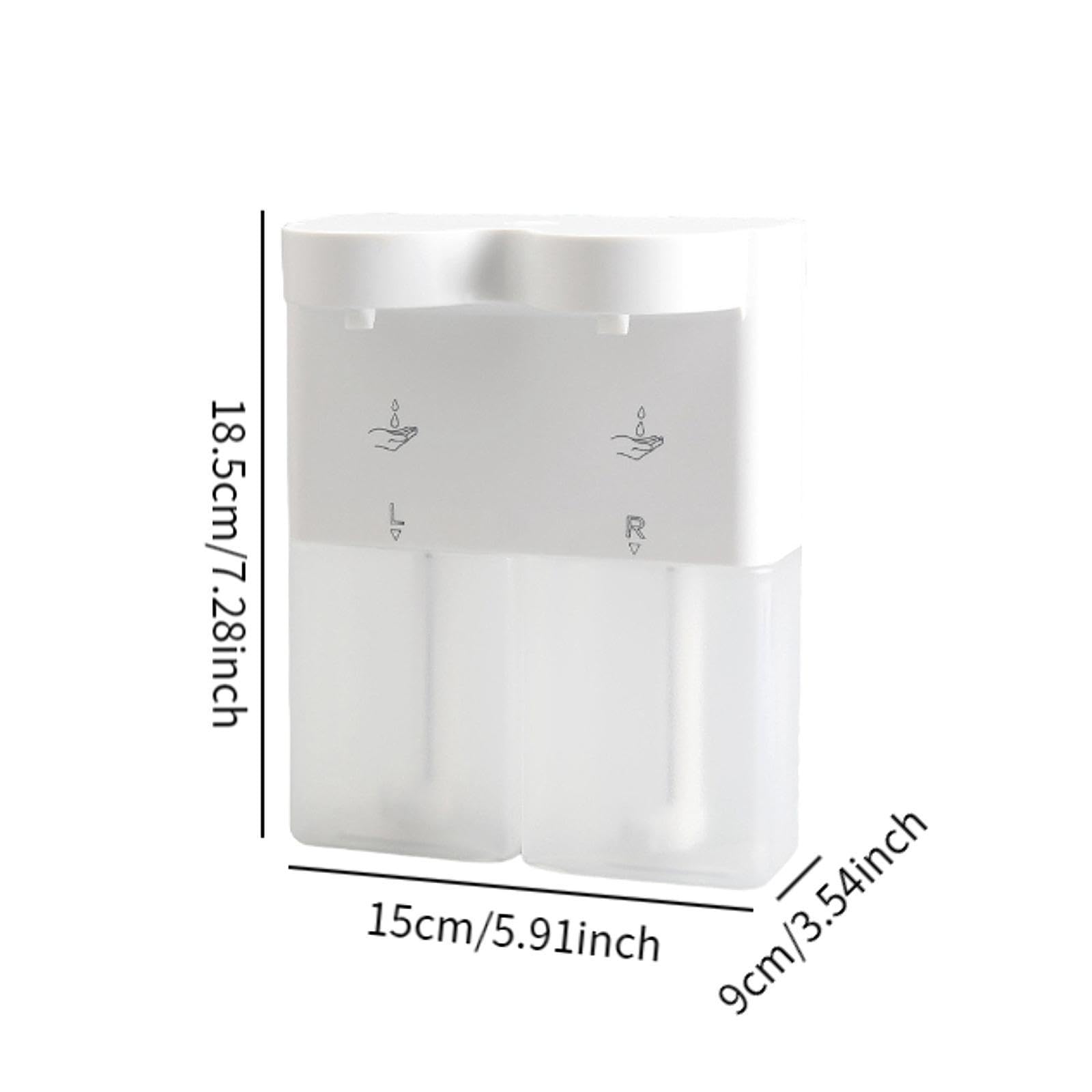 Milageto Dispensador de jabón automático Doble para Montar en la Pared, Resistente, Ahorra Espacio, eléctrico, para el baño del hogar, Líquido