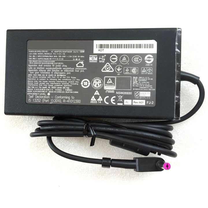 5.5x1.7mm PA 1131 16 Adaptador 19V 7.1A 135W Cargador de computadora portátil para Acer Nitro 5 AN515 31 AN515 41 AN515 43 AN515 51 AN515 53 N18C3 N18C4 AN715 51 Aspire A715 71G VN7 793G V17 Nitro