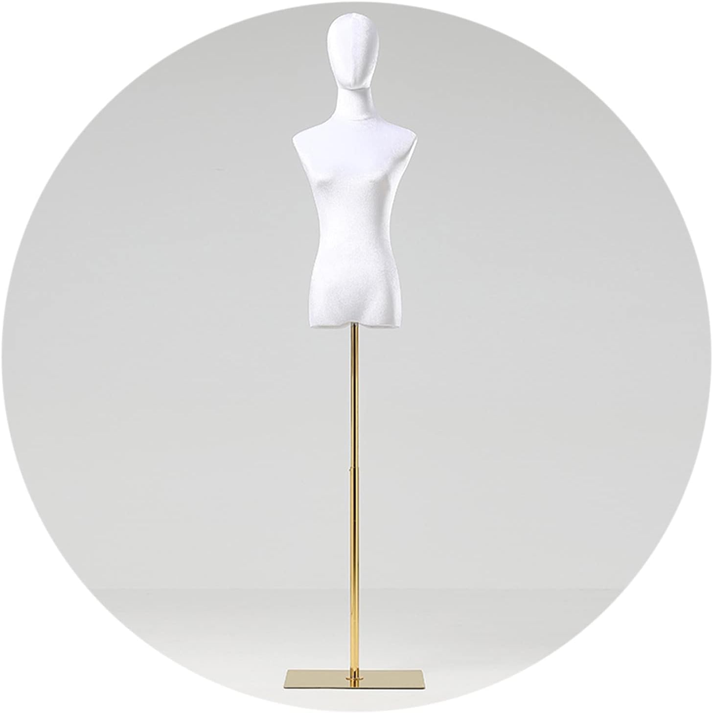 ITOSUI Stylish Armless Female Mannequin Torso with Head, Adjustable Metal Stand, Size S, White - Perfect Clothing Display for Store Showcases and Fashion Retail