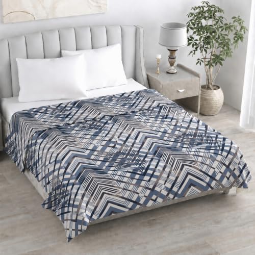 Image of Super Premium Quilt Cover Double Bed with Zipper Blanket Cover /rajai Cover /Comforter Cover /Duvet Cover King Size Soft Cotton Skin Friendly Stuff 90x100 Inches, Blue Grey Marbel | TC - 300