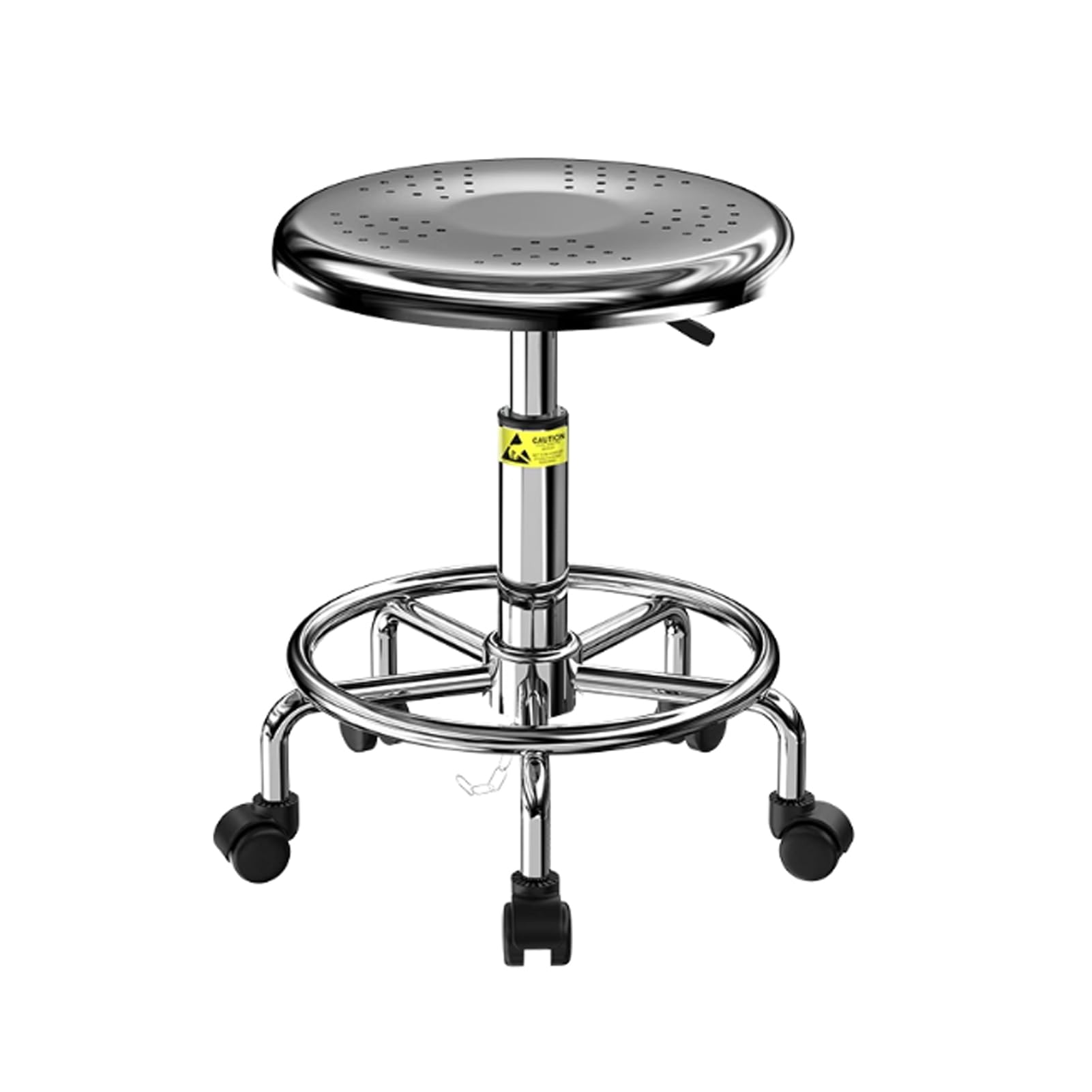 Taburete médico giratorio ajustable con 5 ruedas, taburete de laboratorio de acero inoxidable resistente con capacidad de carga de 440 libras