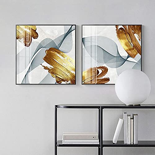 Peintures imprimées dorées et grises, affiches murales modernes 50x50 cm