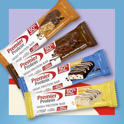 Premier Protein - High Protein Bar 50% - Chocolate Caramel - 16x40g - Low Sugar - Low Carb - palmölfrei