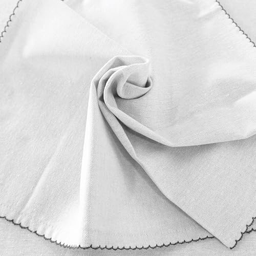 Image of Embroidered Edge Trim Rectangular Tablecloth - Water & Stain Repellent (100% Cotton) 4-8 Seater - 10 Colors - Cool Grey (150 CM X 150 CM)