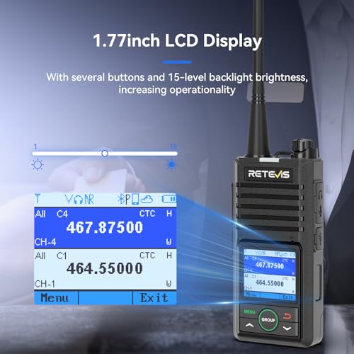 Image of Retevis RB58 LMR Bluetooth Walkie Talkies with Wireless Earpiece, 4 Pack