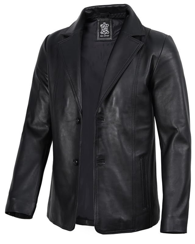 Image of Decrum Mens Leather Blazer - Real Lambskin Stylish Casual Leather Blazer Jackets for Men