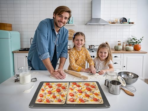 Image of OLEEK pizza steel for oven 20x14 - baking steel for oven - XL steel pizza stone - baking steel pizza - pizza steel baking sheet - pizza baking steel - carbon steel pizza steels