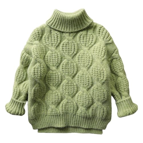 Ayolanni Girl Sweaters Size 10-12 Sweaters for Girls Fashion Turtleneck Oversized Cable Knit Sweater Chunky Pullover for Kids Winter Warm Girl Clothes Green 5 Years
