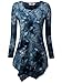 DJT Womens Tie Dyed Hankerchief Hemline Tunic Top Large #17 Blue Floral