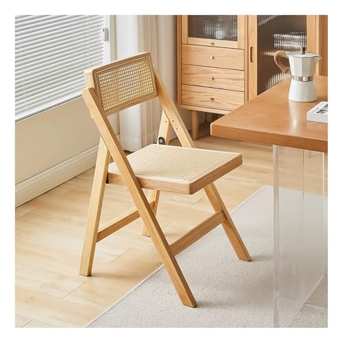 Stapelbare Holz-Rattan-Klappstühle aus Massivholz, tragbares Design...