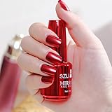 IMGDD Red Nail Polish Metallic Mirror Effect Metal Long-Lasting Quick Dry Nail Lacquers, Shiny Chrome DIY Manicure (4#, 18ml)