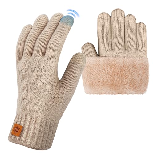 Zepphi Winterhandschuhe Damen mit Fleecefutter, Touchscreen Warme Fleece Strickhandschuhe Thermo Winter Handschuhe Herren für Outdoor Sport Laufen Radfahren Freizeit ski...