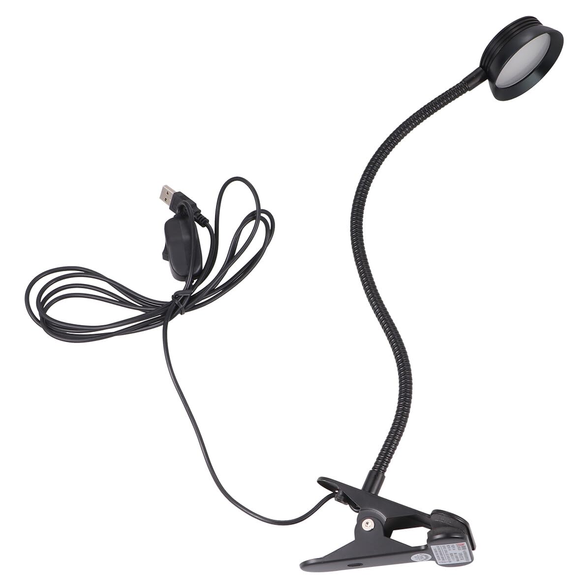 Lampada da Lettura LED a Clip USB 4w 6w Nera per Letto | Collo Flessibile, 2 Livelli di Luminosità, Cavo USB Incluso, Formato Portatile per Viaggio e Campeggio