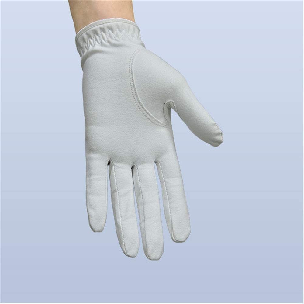Golfhandschuh Damen synthetischer Golfhandschuh, Linke Hand rechts Pack von 2, weiß (Size : 20)