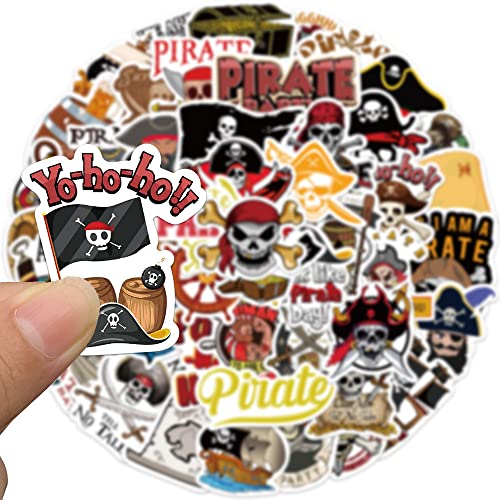 Image of 50 Pcs Pirate Stickers for Adult, Skull and Crossbones Stickers,Party Favors Decorations,Pirates Favors, Laptop,Skateboard,Luggage,Phone,Journal,Water Bottle,DIY Projects Decorate(Pirate TZ)