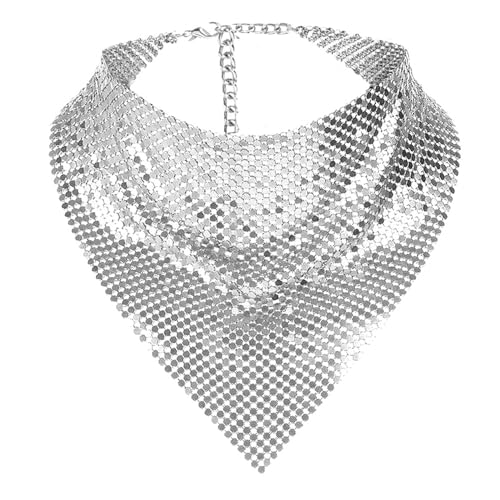 MioCloth Shiny Sequin Metal Scarf Chain for Women Carnival Party Sparkle Neck Scarf Shawl Neckerchief Nightclub Costume