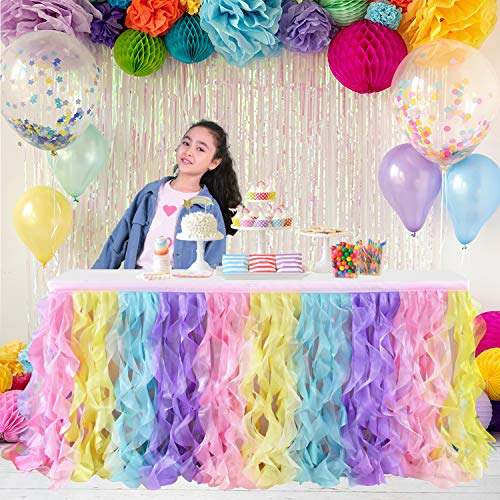 Leegleri Rainbow Curly Willow Table Skirt For Baby Shower thumb #8