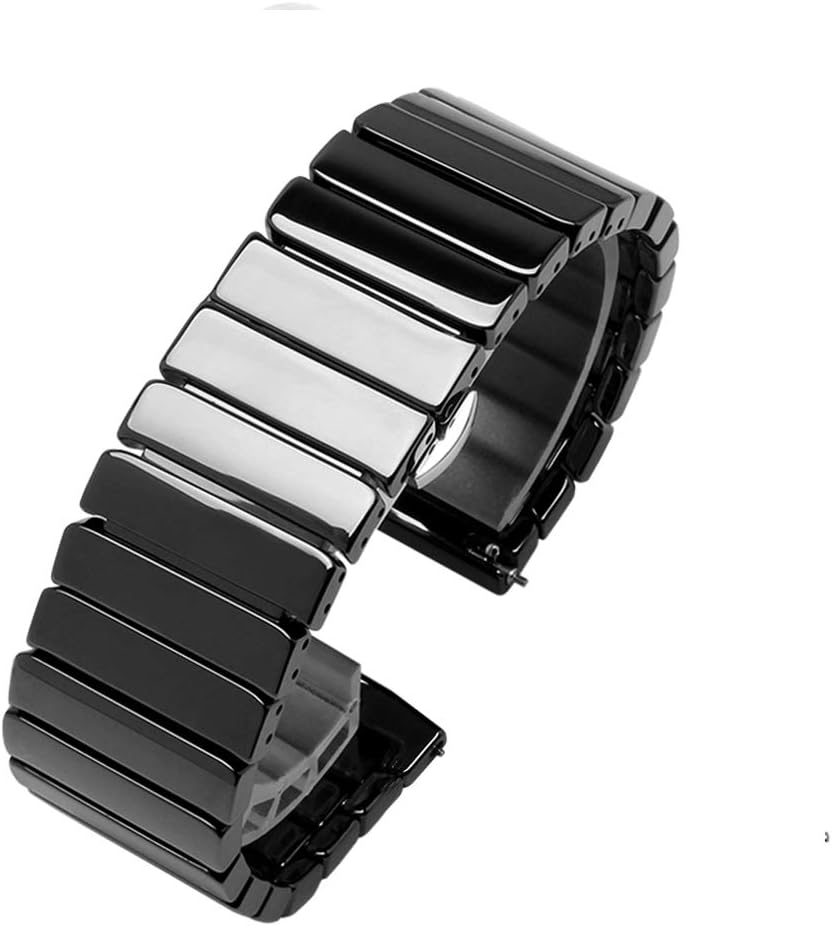 Quick Release Ceramic Watch Band 20mm 22mm Watch Strap Butterfly Buckle Wristbands for Women Men Black White
