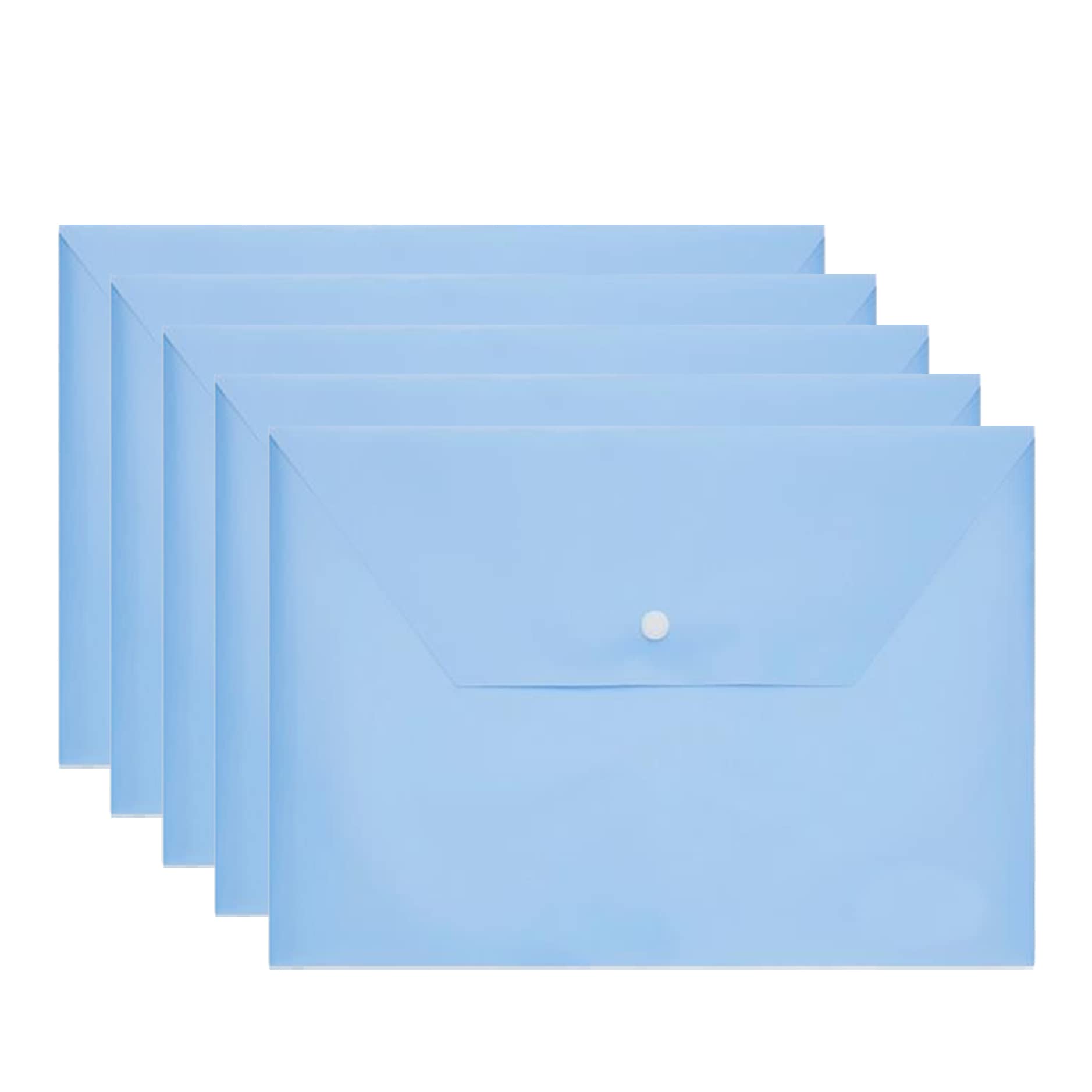 (𝟏𝟎 𝐏𝐜𝐬) A4 Blue Document Wallet Storage Folder A4 Stud Wallets PP folders File Holder Document Organiser (Qty - 1, A4 Document Wallet, Blue)