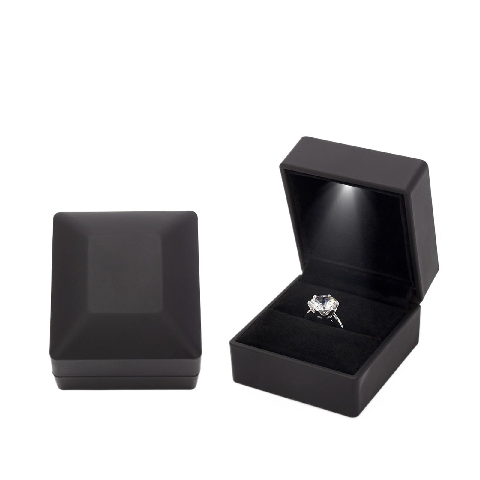 WWYYZAYC Ring Box Engagement Proposal Wedding Red Wine Case For Valentine's Day Anniversary(Black)