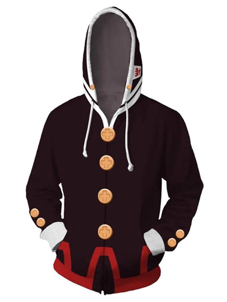Unisex Anime Cosplay Hoodie 3D Printed Sweatshirt Zip Up Hooded Jacket