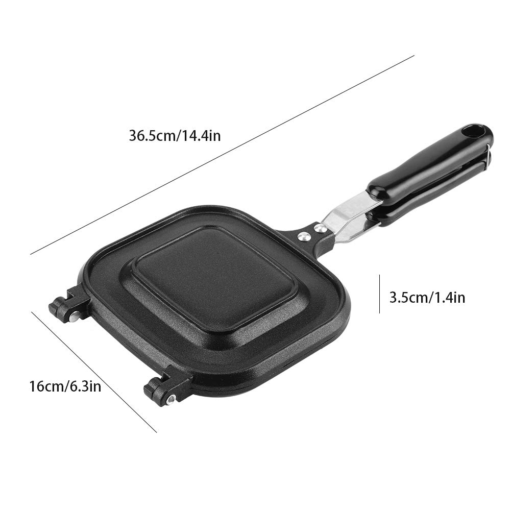 Double Sided Frying Pan, Non-stick Aluminum Sandwich Toaster, Breakfast  Sandwich Maker Grill Press Foldable Pancake Omelette Pan Kitchen Breakfast