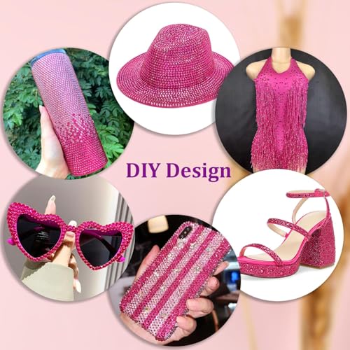 Image of Resin Rhinestones for Crafting with 3Pcs 10ml B7000 Jewelry Glue, 1 Box Hot Pink Flatback Gems Crystals Diamond for Bedazzling Crafts DIY Nail Art Makeup, Gems for Clothing Tumblers Shoes