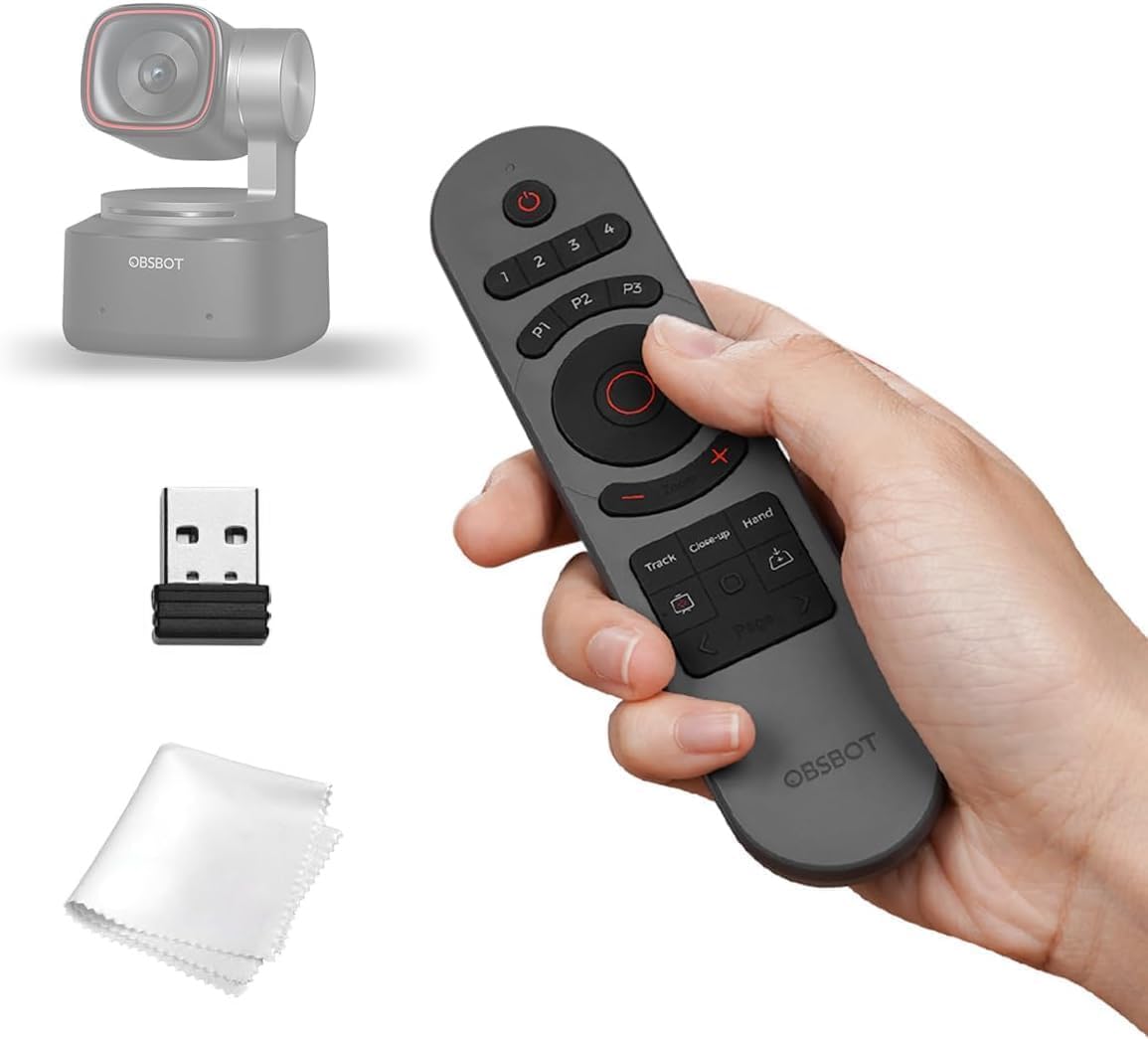 OBSBOT Tiny Télécommande pour webcams Tiny 3, Tiny 2, Tiny SE – Connexion sans Fil USB, 2 en 1
