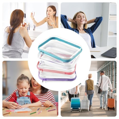 Organizador de maquillaje transparente de 4 piezas para evitar derrames en tu viaje 6